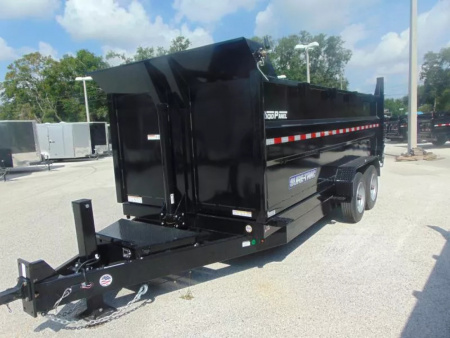 New Sure-Trac 82X16 16K Low Profile Telescopic Dump Trailer w/Hydraulic Jack & 4' Sidewalls