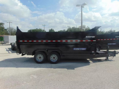 New Sure-Trac 82X16 16K Low Profile Telescopic Dump Trailer w/Hydraulic Jack & 4' Sidewalls