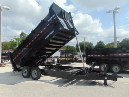 New Sure-Trac 82X16 16K Low Profile Telescopic Dump Trailer w/Hydraulic Jack & 4' Sidewalls