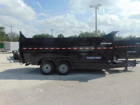New Sure-Trac 82X16 16K Low Profile Telescopic Dump Trailer w/Hydraulic Jack & 4' Sidewalls