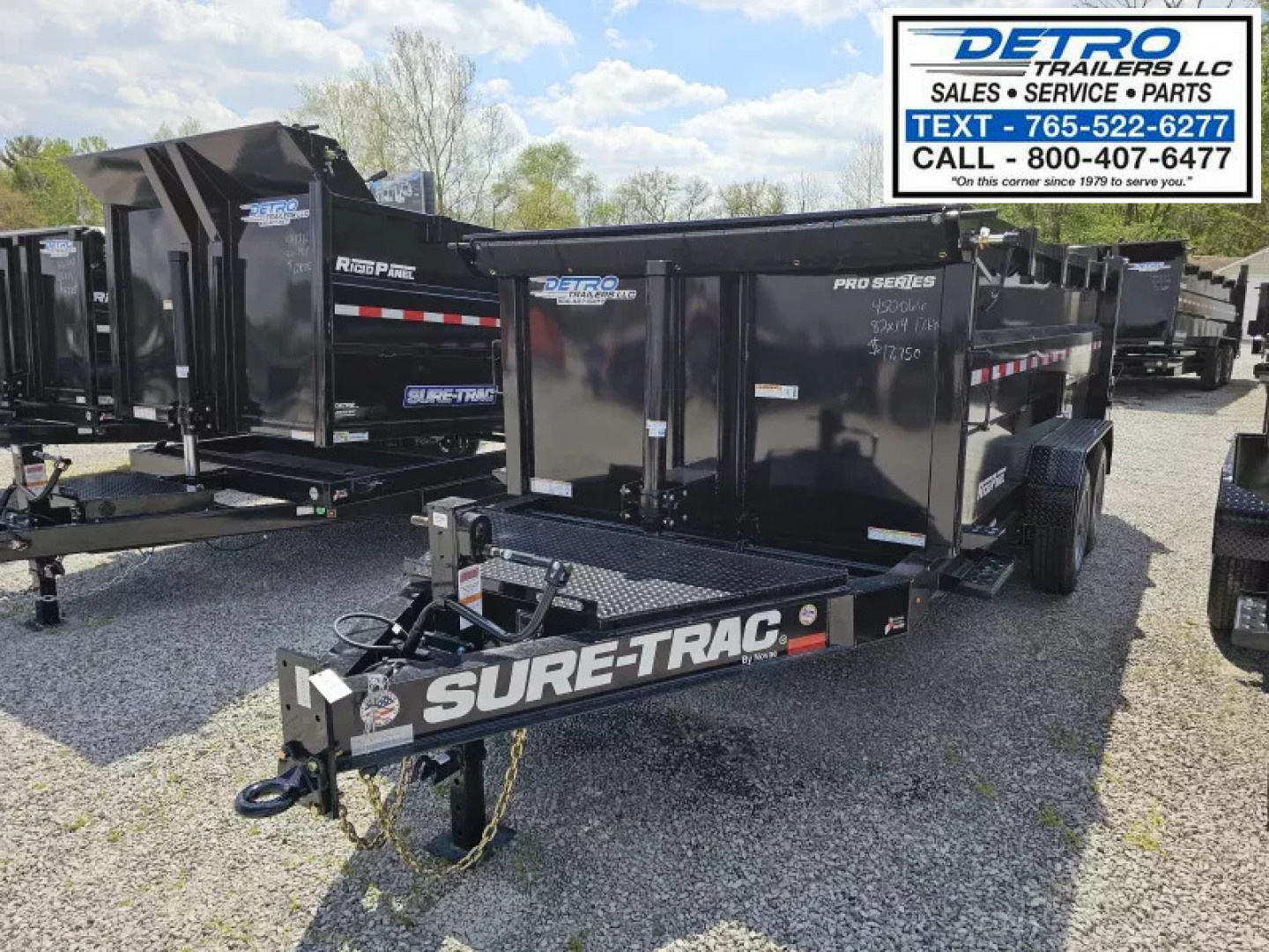 New 2025 Sure-Trac 82" x 14' 17.6K Telescopic Pro Series Dump Trailer w/ 4ft Sides