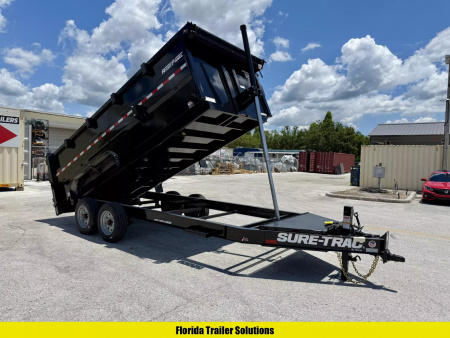 New 2025 Sure-Trac 7X16 Pro Series 4' Sides Telescopic 17.6K Dump Trailer