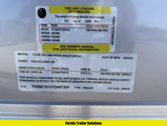 New 2026 Rock Solid Cargo 6X10 Ramp Door 3K Cargo / Enclosed Trailer