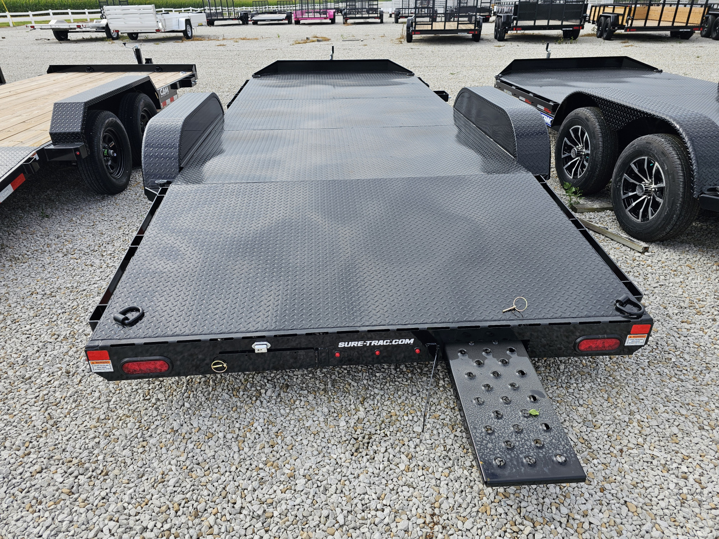 New 2025 Sure-Trac 7' x 18' (14+4) 7K Steel Deck Car Hauler Trailer