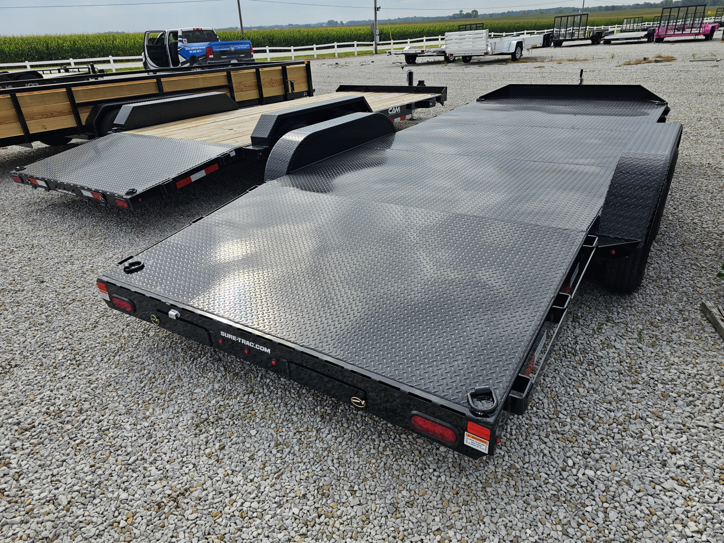 New 2025 Sure-Trac 7' x 18' (14+4) 7K Steel Deck Car Hauler Trailer