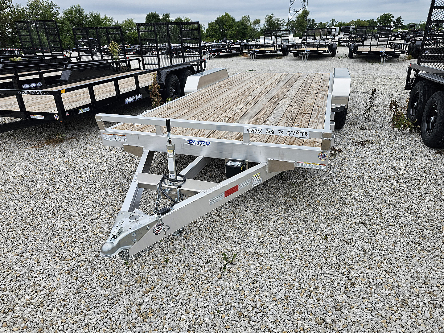 New 2025 Sure-Trac 7' x 18' (16+2) 7K Aluminum Wood Deck C-Channel Car Hauler