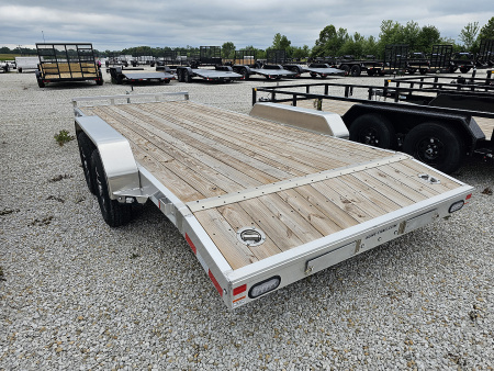 New 2025 Sure-Trac 7' x 18' (16+2) 7K Aluminum Wood Deck C-Channel Car Hauler
