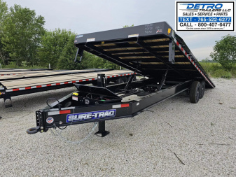 New 2025 Sure-Trac 102" x 24' 15K HD Power Tilt Full Bed Deckover Trailer w/ Hydraulic Jack