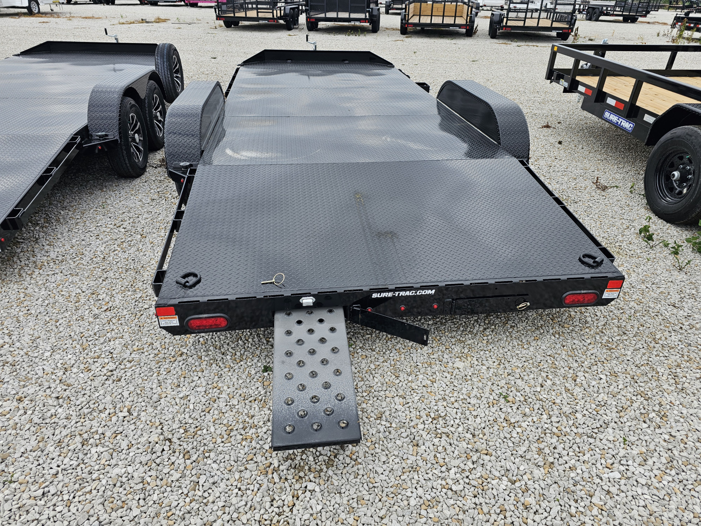 New 2025 Sure-Trac 7 x 18 (14+4) 7K Steel Deck Car Hauler Trailer