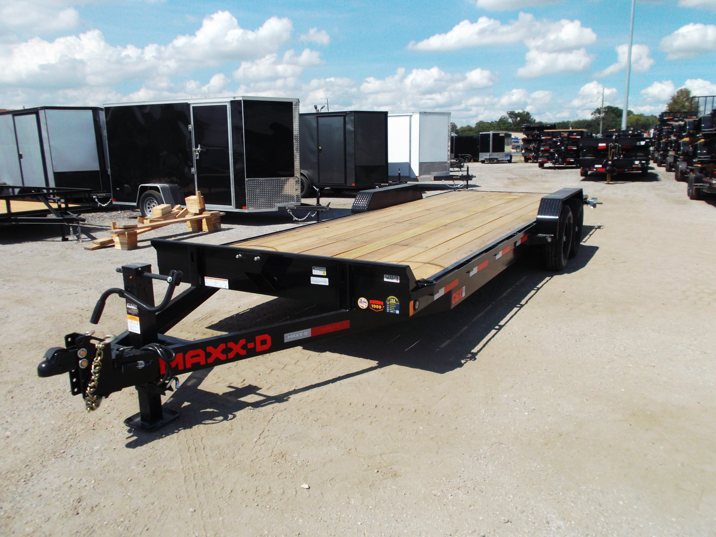 New 2026 MAXX-D 83X24 14K C6X Car Hauler / Race Car Trailer / Flatbed Trailer / Equipment Trailer / Powder Coated / 7000# Axles / LEDs / 5ft C-Channel Stow Away Ramps