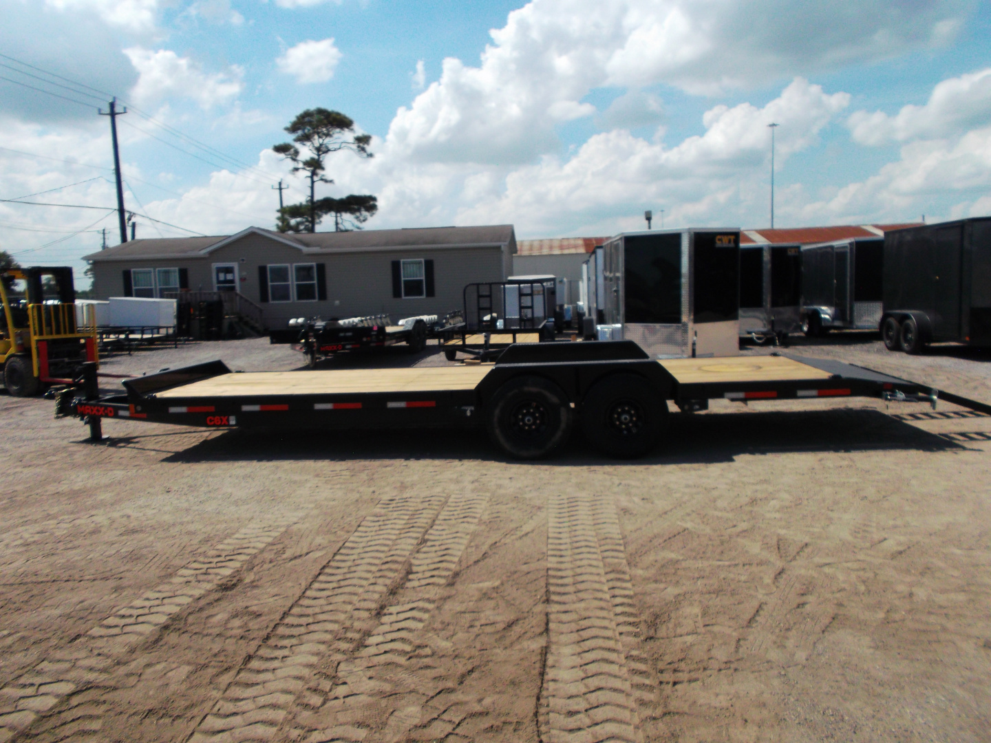 New 2026 MAXX-D 83X24 14K C6X Car Hauler / Race Car Trailer / Flatbed Trailer / Equipment Trailer / Powder Coated / 7000# Axles / LEDs / 5ft C-Channel Stow Away Ramps