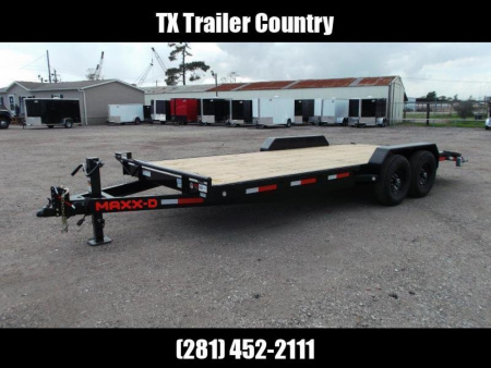 New 2026 MAXX-D 83X24 14K C6X Car Hauler / Race Car Trailer / Flatbed Trailer / Equipment Trailer / Powder Coated / 7000# Axles / LEDs / 5ft C-Channel Stow Away Ramps