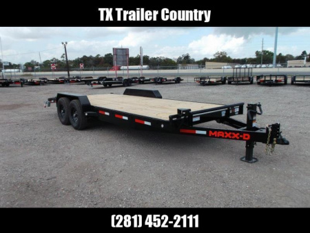 New 2026 MAXX-D 83X24 14K C6X Car Hauler / Race Car Trailer / Flatbed Trailer / Equipment Trailer / Powder Coated / 7000# Axles / LEDs / 5ft C-Channel Stow Away Ramps