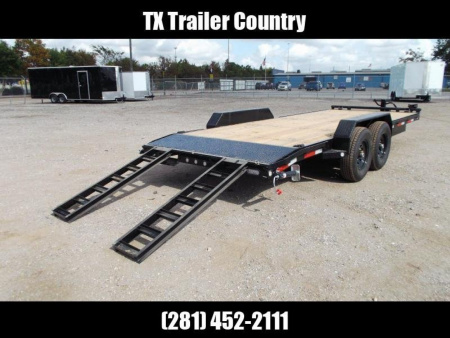 New 2026 MAXX-D 83X24 14K C6X Car Hauler / Race Car Trailer / Flatbed Trailer / Equipment Trailer / Powder Coated / 7000# Axles / LEDs / 5ft C-Channel Stow Away Ramps