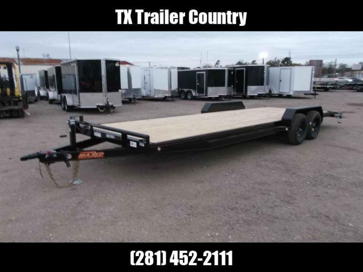 New 2026 MAXX-D 83X24 7K C4X Car Hauler / Racing Trailer / UTV Trailer / Black Powder Coated / 3500# Axles / 5ft Stow Away C-Channel Ramps