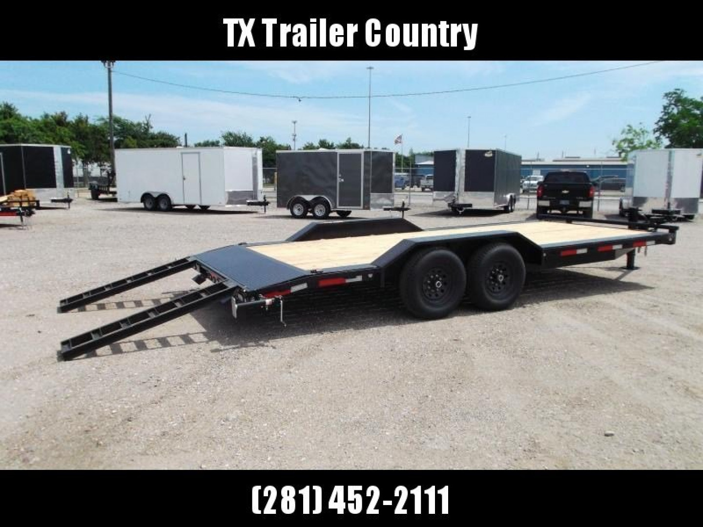 New 2026 MAXX-D 102x20 H6X 14K Car Hauler / Racing Trailer / Flatbed / Equipment Hauler / Drive Over Fenders / 7000# Axles / Black Powder Coated / 5ft Stow Away Ramps