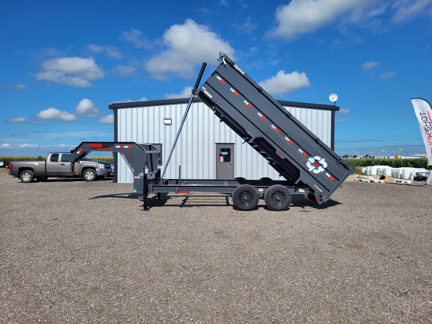 New 2025 Buckshot 83"x16' Telescopic Gooseneck Dump Trailer W/4' Sides