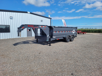 New 2025 Buckshot 83"x16' Telescopic Gooseneck Dump Trailer W/4' Sides