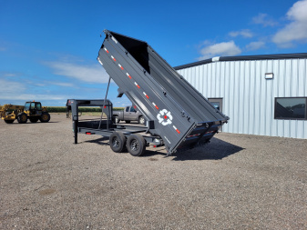 New 2025 Buckshot 83"x16' Telescopic Gooseneck Dump Trailer W/4' Sides
