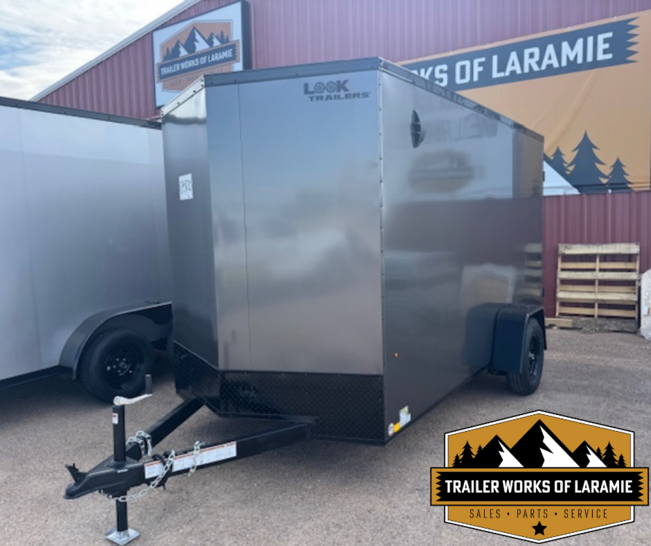 New 2026 Look Trailers 6X12 SA- ST DLX V-NOSE- Charcoal 6" Taller