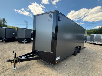 New 2025 SPARTAN 8.5X18 + 2ft V nose/ 7'6 Int Height/ Blackout/ .080 Polycore Exterior /Rear Spoiler- 7000gvw