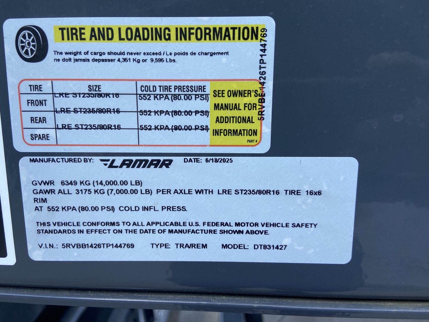 New Lamar 14' Telescopic Dump Trailer