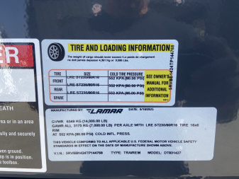 New Lamar 14' Telescopic Dump Trailer