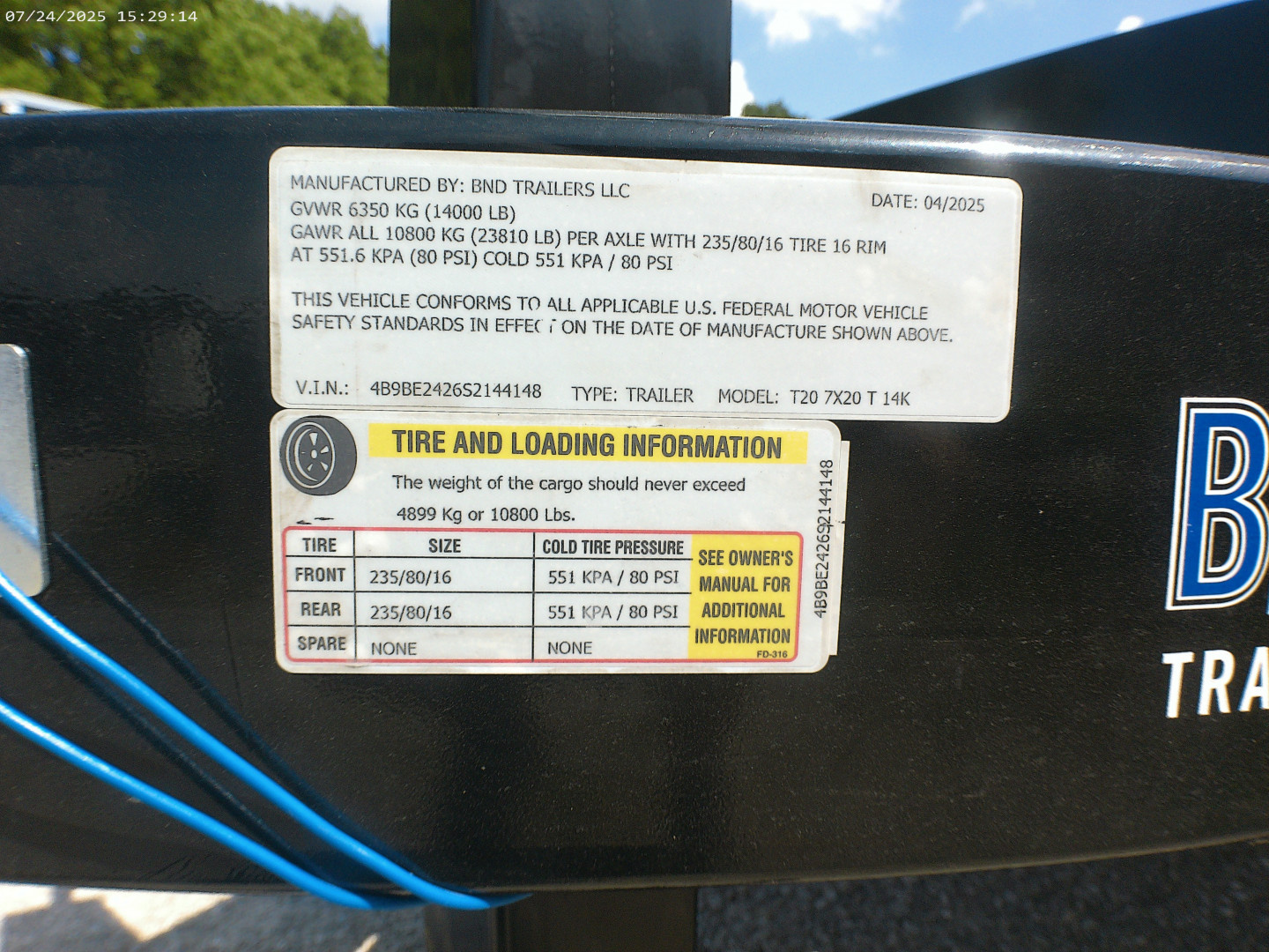 New 2025 BND Trailers 7x20 Tilt Utility Trailer