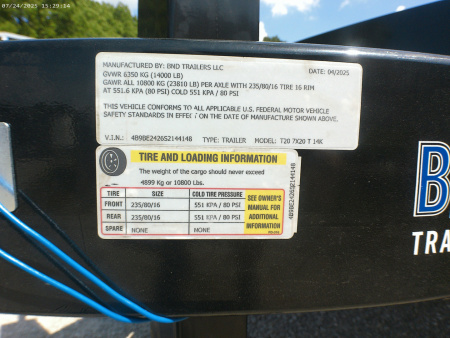 New 2025 BND Trailers 7x20 Tilt Utility Trailer