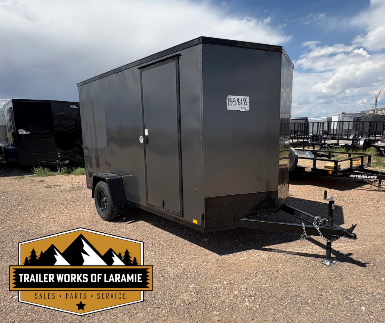 New 2026 Look Trailers 6X12 SA- ST DLX V-NOSE- Charcoal 6" Taller