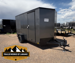 New 2026 Look Trailers 6X12 SA- ST DLX V-NOSE- Charcoal 6" Taller