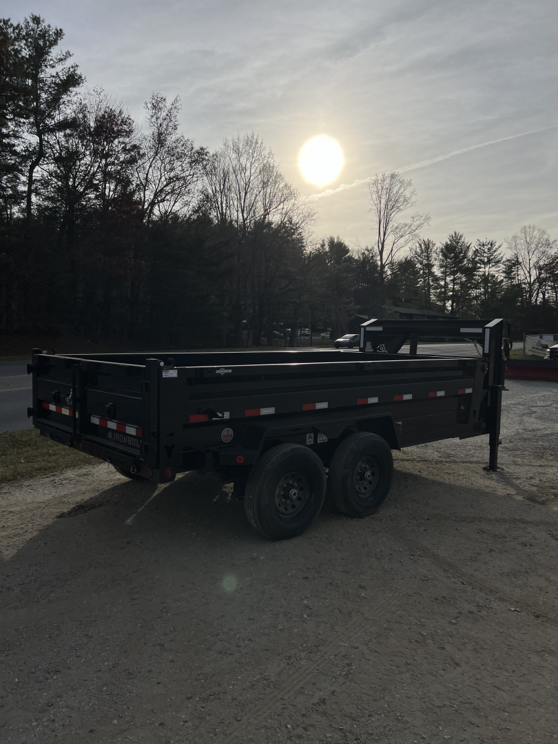 New 2026 Iron Bull Gooseneck Dump Trailer / DTG Series/ 83" Wide x 14' Long / 24" High Sides / Tarp / Ramps / Telescopic Hoist / 2-7000# Electric Brake Axles