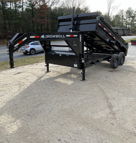 New 2026 Iron Bull Gooseneck Dump Trailer / DTG Series/ 83" Wide x 14' Long / 24" High Sides / Tarp / Ramps / Telescopic Hoist / 2-7000# Electric Brake Axles