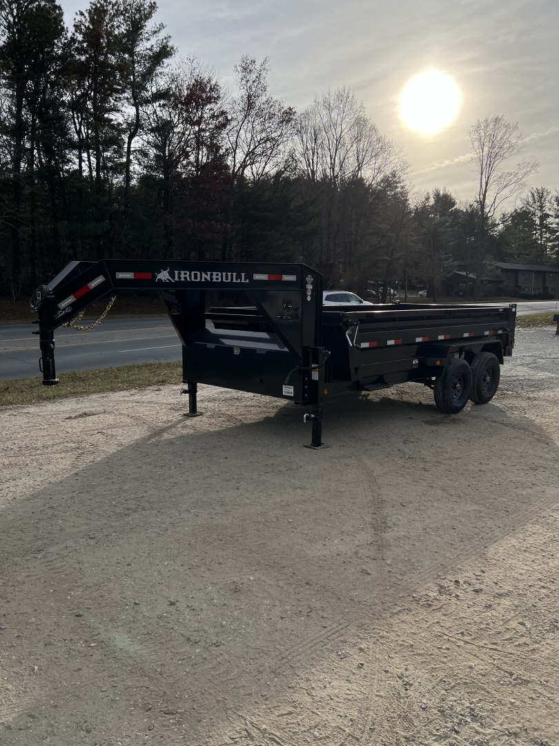 New 2026 Iron Bull Gooseneck Dump Trailer / DTG Series/ 83" Wide x 14' Long / 24" High Sides / Tarp / Ramps / Telescopic Hoist / 2-7000# Electric Brake Axles