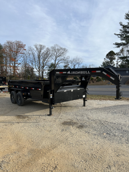 New 2026 Iron Bull Gooseneck Dump Trailer / DTG Series/ 83" Wide x 14' Long / 24" High Sides / Tarp / Ramps / Telescopic Hoist / 2-7000# Electric Brake Axles