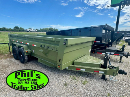 New 2025 Iron Bull 83x16 DUMP TRAILER POWDER COATED WITH TARP AND RAMP SCISSOR LIFT 24'' SIDES!