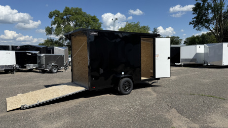 New Lightning 6x12 Aluminum Enclosed Trailer - Rear ramp door - Blackout Package