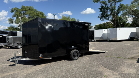 New Lightning 6x12 Aluminum Enclosed Trailer - Rear ramp door - Blackout Package