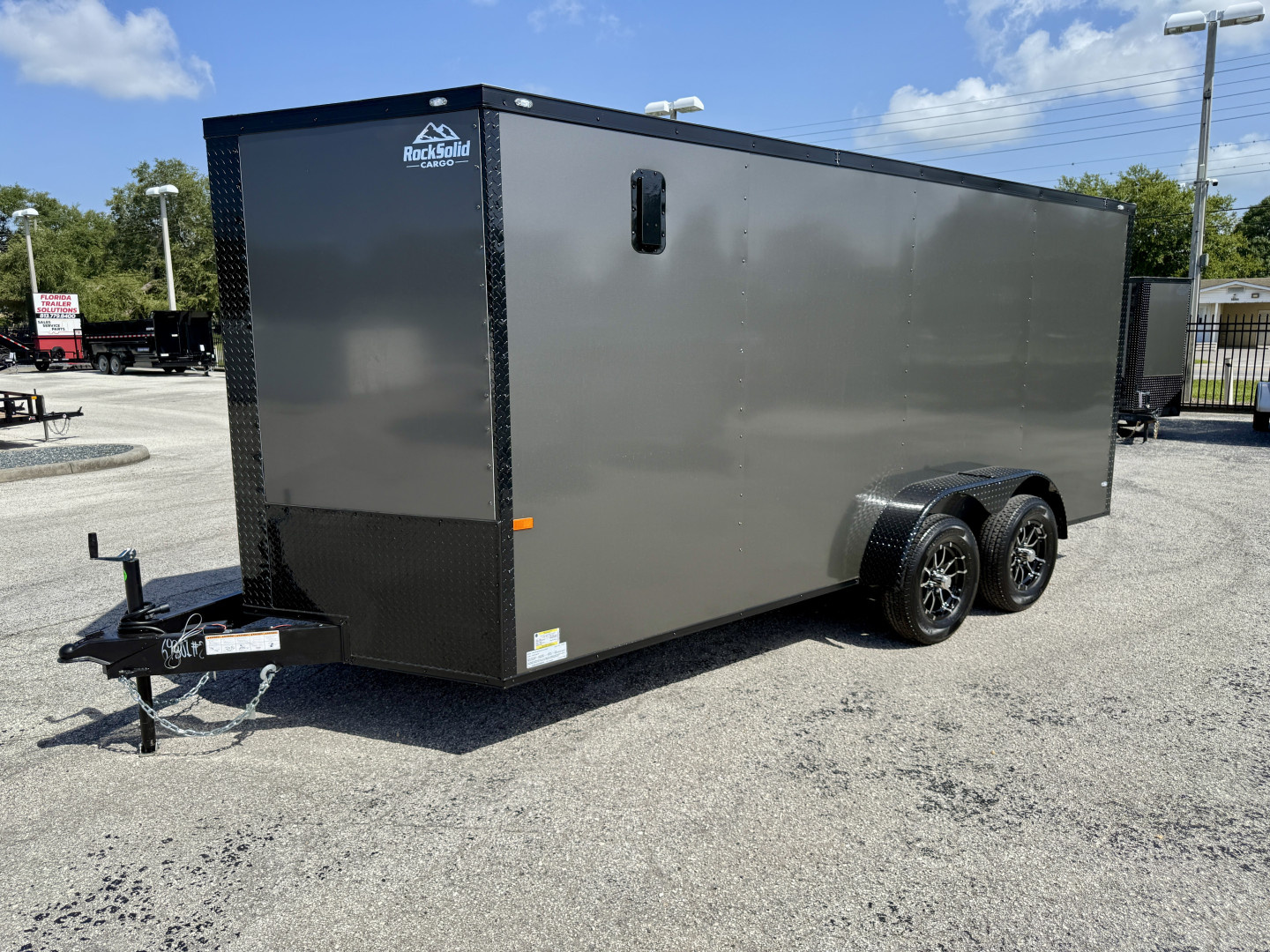 New 2026 Rock Solid Cargo 7X16 Ramp Door 7K Polycore Black Out Cargo / Enclosed Trailer