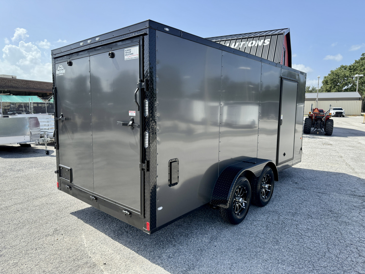 New 2026 Rock Solid Cargo 7X16 Ramp Door 7K Polycore Black Out Cargo / Enclosed Trailer