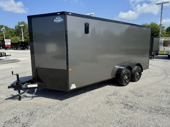 New 2026 Rock Solid Cargo 7X16 Ramp Door 7K Polycore Black Out Cargo / Enclosed Trailer