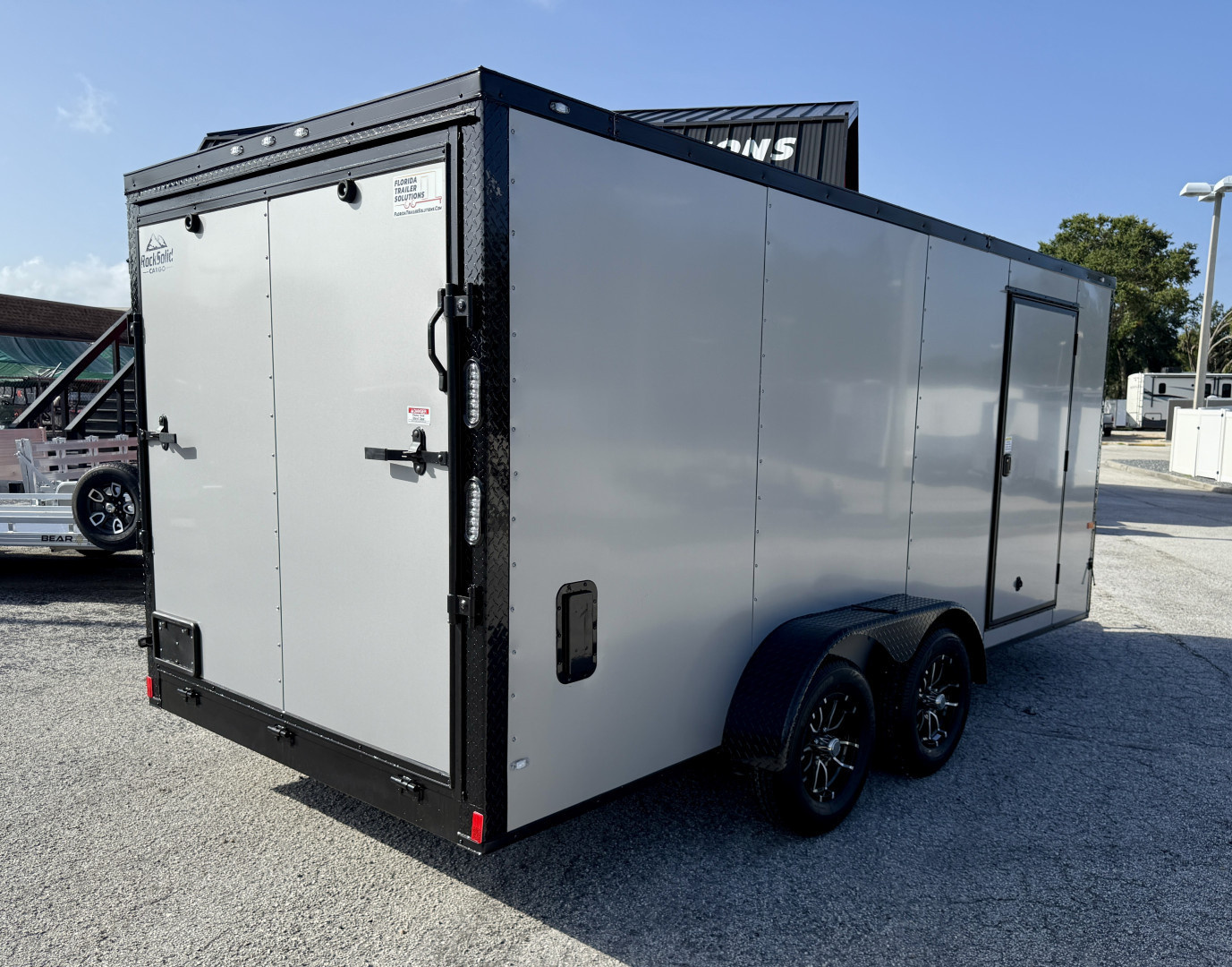 New 2026 Rock Solid Cargo 7X16 Ramp Door 7K Polycore Black Out Cargo / Enclosed Trailer