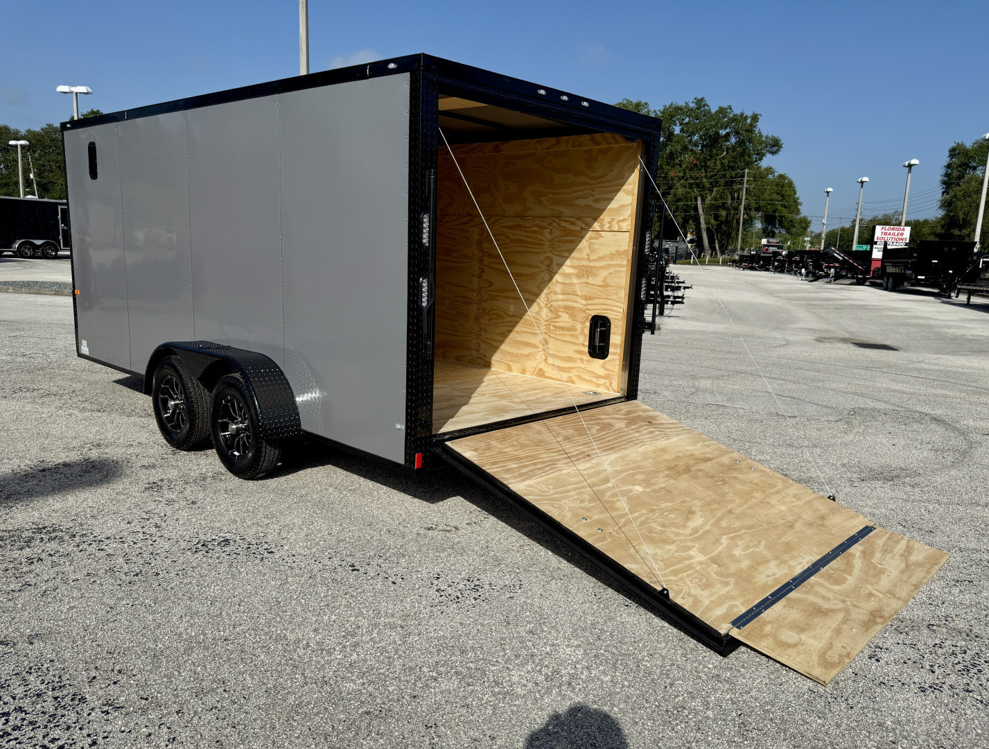 New 2026 Rock Solid Cargo 7X16 Ramp Door 7K Polycore Black Out Cargo / Enclosed Trailer