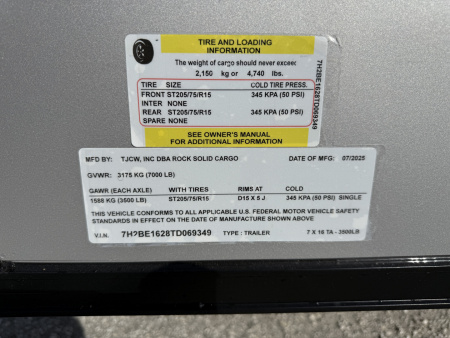 New 2026 Rock Solid Cargo 7X16 Ramp Door 7K Polycore Black Out Cargo / Enclosed Trailer