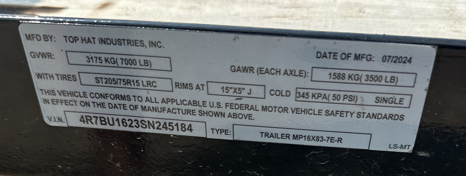 Used 2025 Top Hat 16x83 MP Utility Trailer