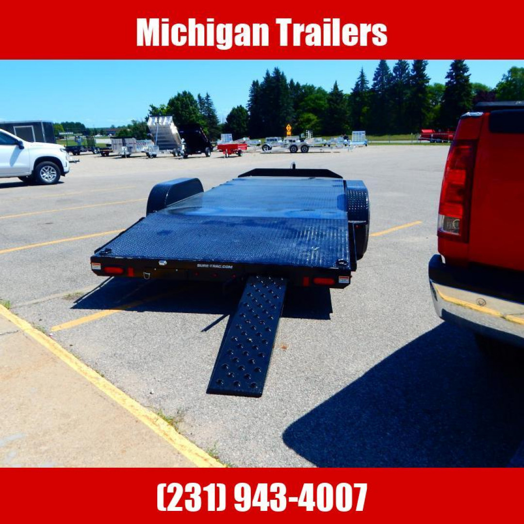 New 2023 Sure-Trac 7 x 22 (18+4) Steel Deck Car Hauler Trailer  10K