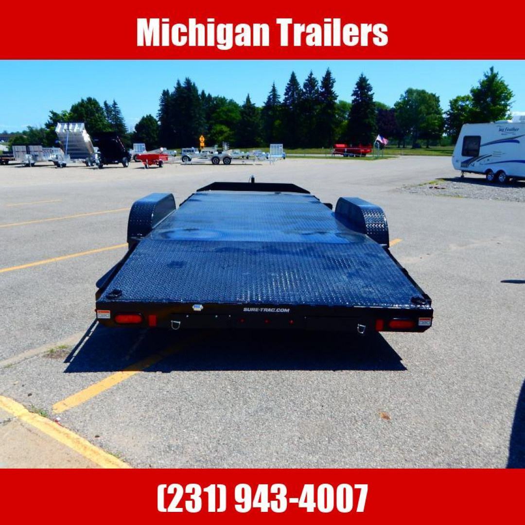 New 2023 Sure-Trac 7 x 22 (18+4) Steel Deck Car Hauler Trailer  10K