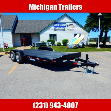 New 2023 Sure-Trac 7 x 22 (18+4) Steel Deck Car Hauler Trailer  10K