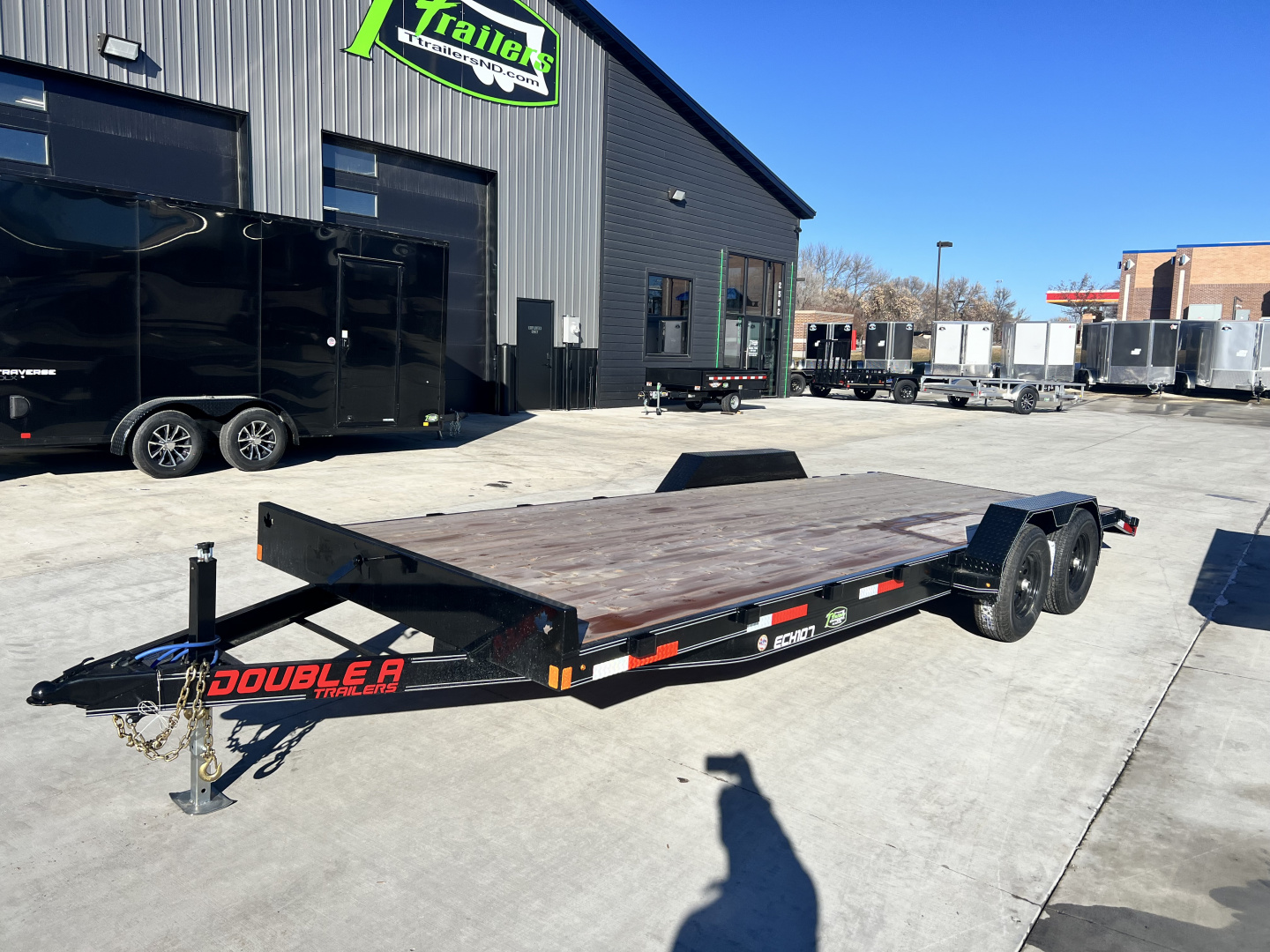 New NEW 2026 Double A 22’ flatbed Equipment Trailer 2-5200 lb axles=10K, dovetail, Slide In Ramps