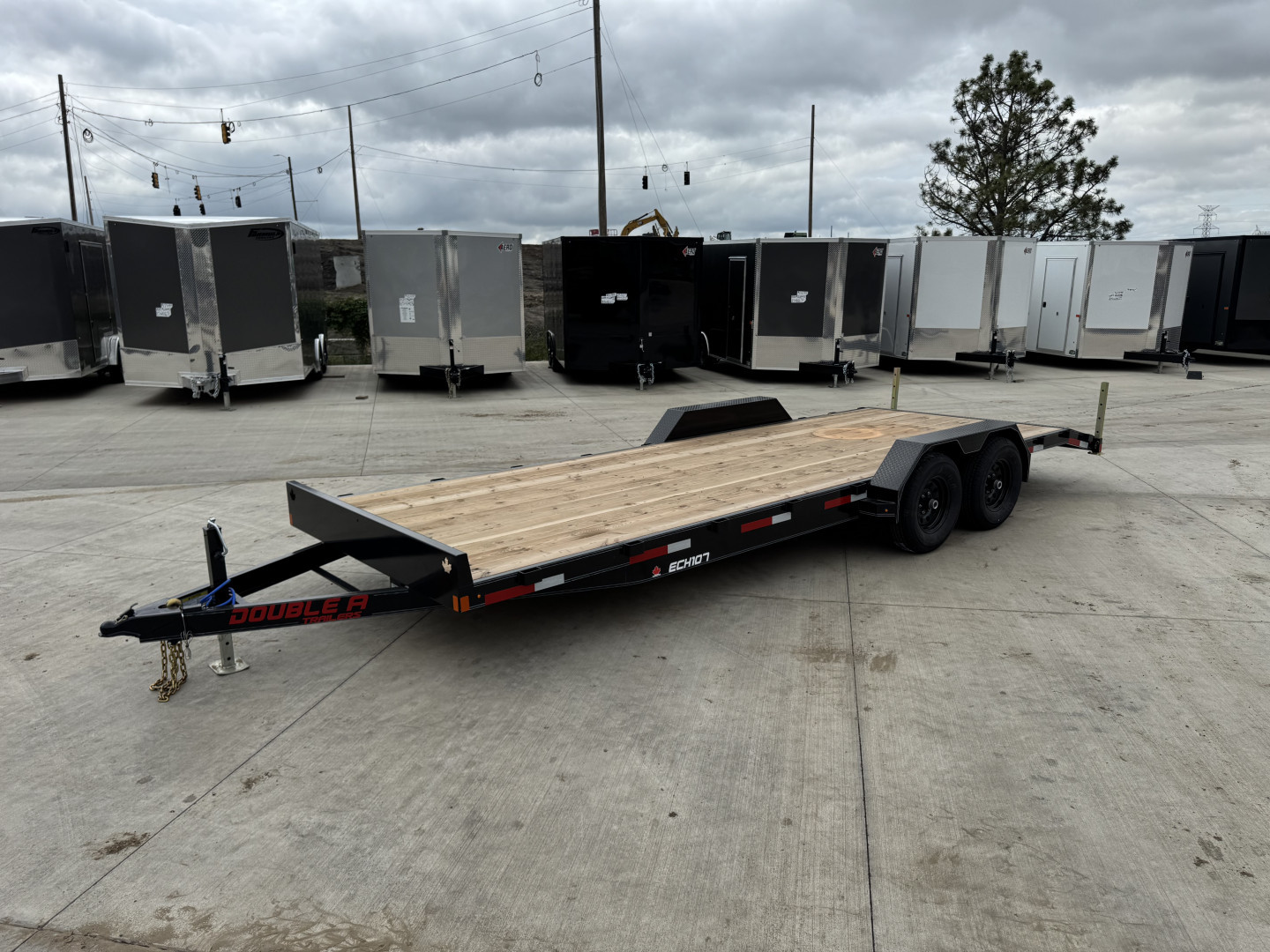 New NEW 2026 Double A 22’ flatbed Equipment Trailer 2-5200 lb axles=10K, dovetail, Slide In Ramps